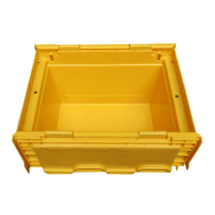 distribution container tote with hinged lid